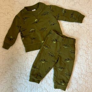 Carters 6M Boys Green Dinosaur Two-Piece Long-Sleeve Sweatshirt & Sweatpants Set
